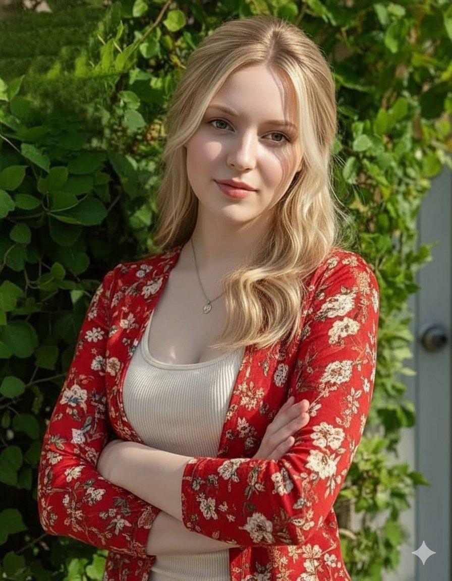 Blonde Wavy Cafe Floral